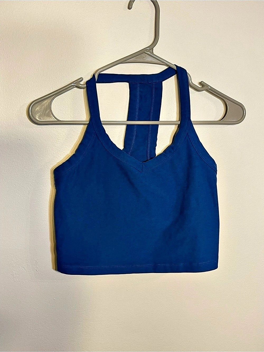 Beyond Yoga Spacedye Slim Racerback Cropped Tank Blue Small